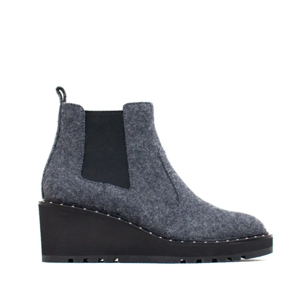 Cecelia New York-Gemma Slip On Low Wedge Boot Gray Knit