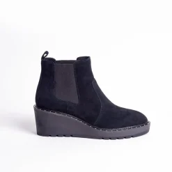 Cecelia New York-Gemma Slip On Low Wedge Boot All Black