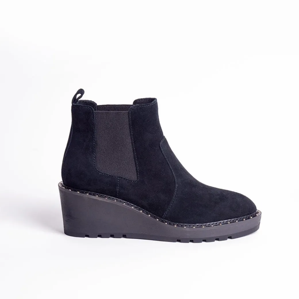 Cecelia New York-Gemma Slip On Low Wedge Boot All Black