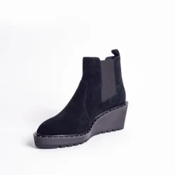 Cecelia New York-Gemma Slip On Low Wedge Boot All Black