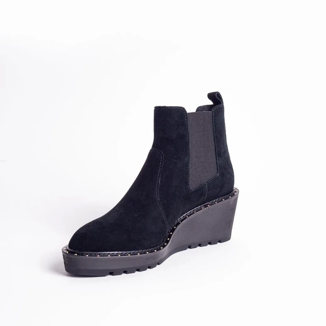 Cecelia New York-Gemma Slip On Low Wedge Boot All Black