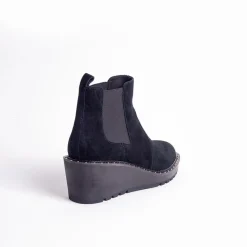 Cecelia New York-Gemma Slip On Low Wedge Boot All Black