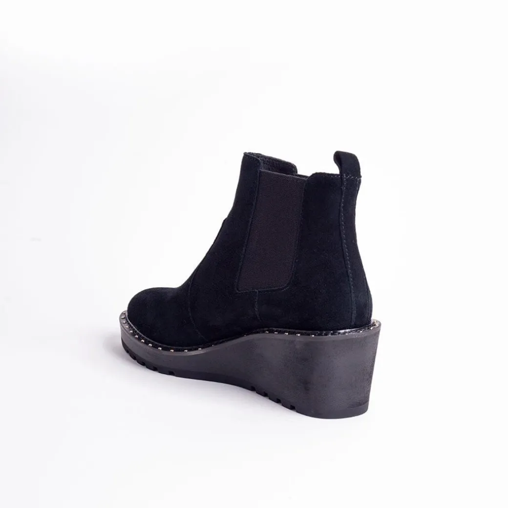 Cecelia New York-Gemma Slip On Low Wedge Boot All Black