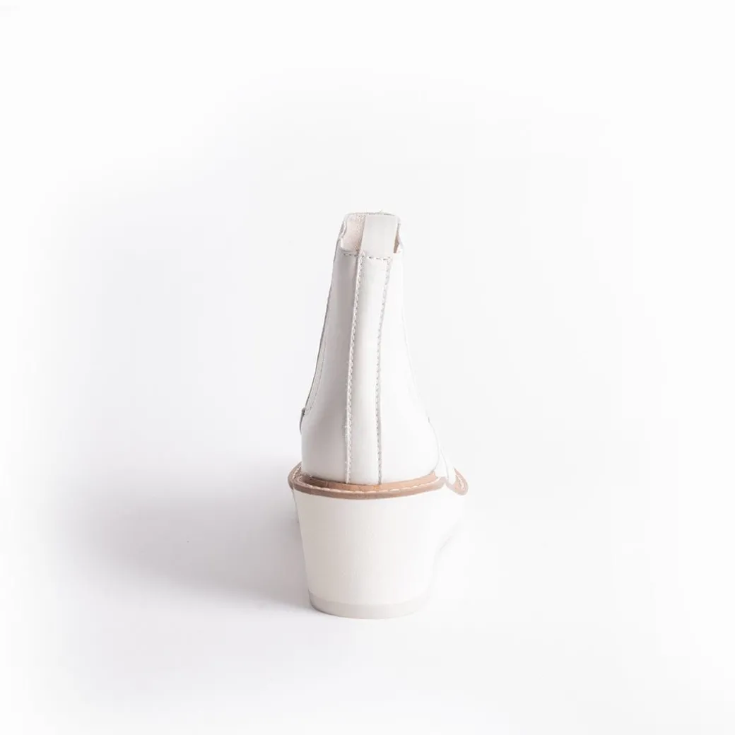 Cecelia New York-Gemma Slip On Low Wedge Boot Alabaster