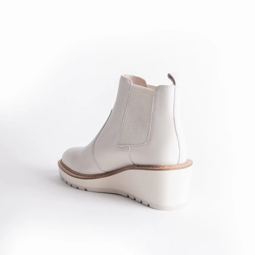 Cecelia New York-Gemma Slip On Low Wedge Boot Alabaster