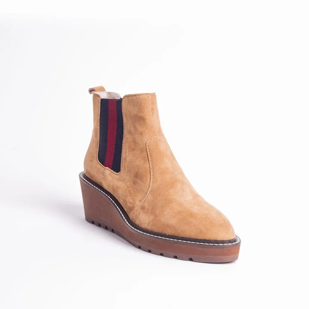 Cecelia New York-Gemma Slip On Low Wedge Boot Nutella