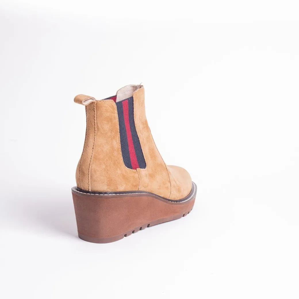Cecelia New York-Gemma Slip On Low Wedge Boot Nutella