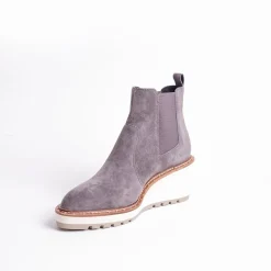 Cecelia New York-Gemma Slip On Low Wedge Boot Slate