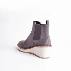Cecelia New York-Gemma Slip On Low Wedge Boot Slate