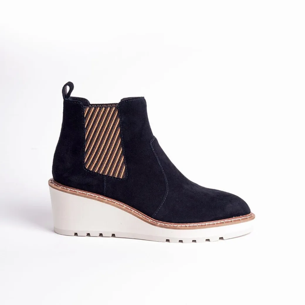 Cecelia New York-Gemma Slip On Low Wedge Boot Black
